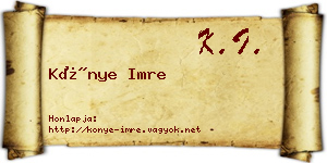 Könye Imre névjegykártya